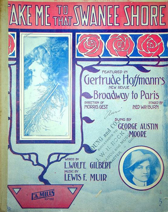 Sheet Music Take Me To That Swanee Shore Gertrude Hoffmann Broadway To Paris 1