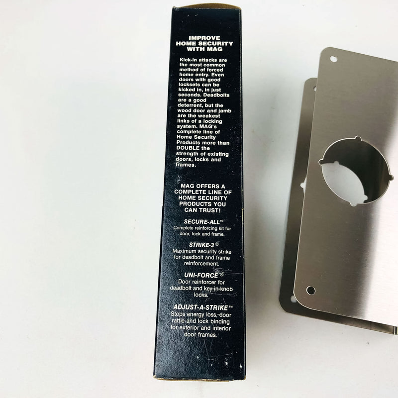 Mag Install-A-Lock Door Lock Reinforcer Repair Guard 2-S Satin Stainless Steel