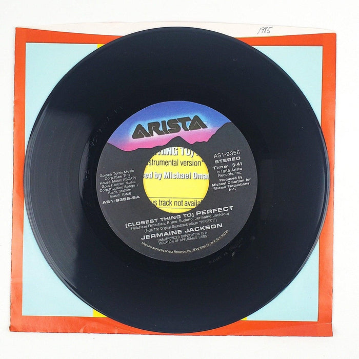 Jermaine Jackson Closest Thing To Perfect Record 45 RPM Single Arista 1985 4