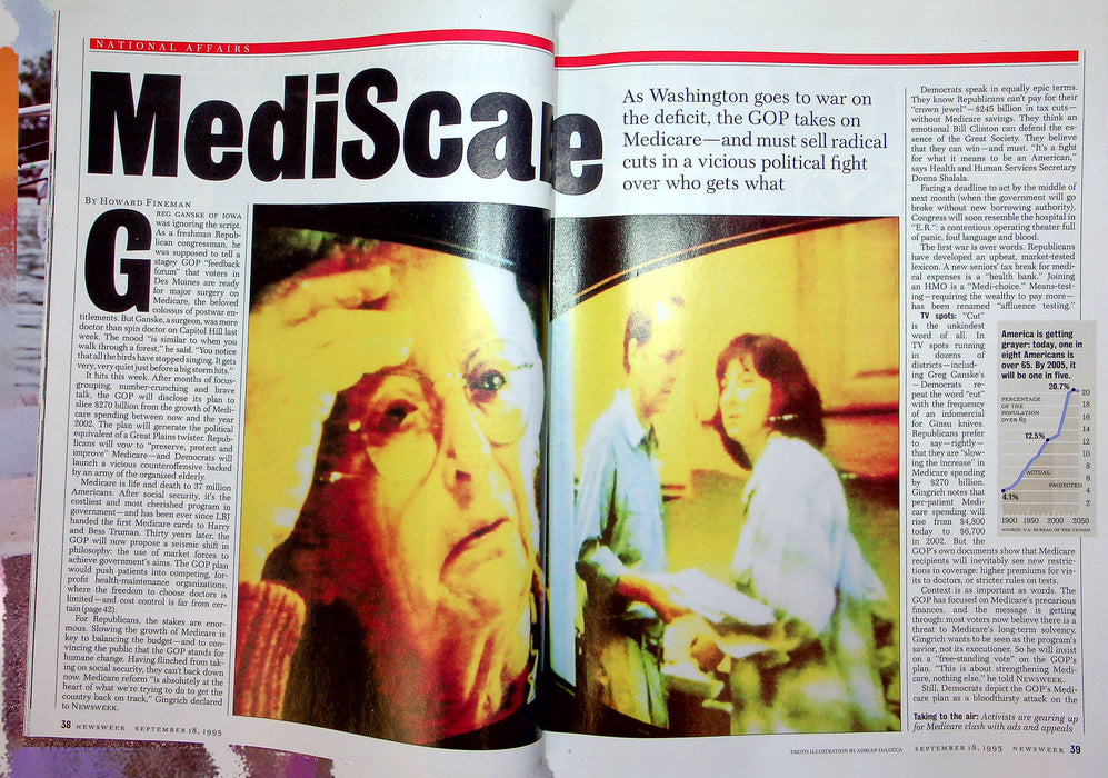 Newsweek Magazine September 18 1995 Medicare Deficit Anita Hill Bob Packwood Out