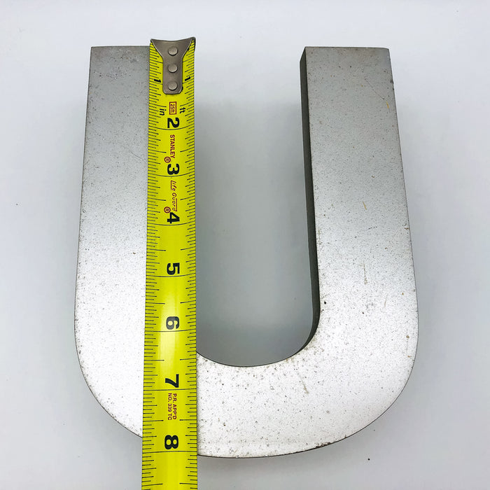 Cast Aluminum Letter U 8" Sign Spanjer Bro Chicago Brushed Architectural Salvage