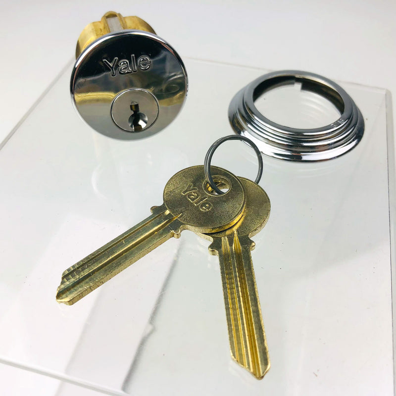 Yale Mortise Cylinder 1153 O Bittings US26 Bright Chrome GE Keyway New Old Stock