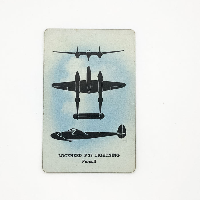 WW2 Airplane Identification Flash Card Lockheed P-38 Lightning Pursuit Spotting 3