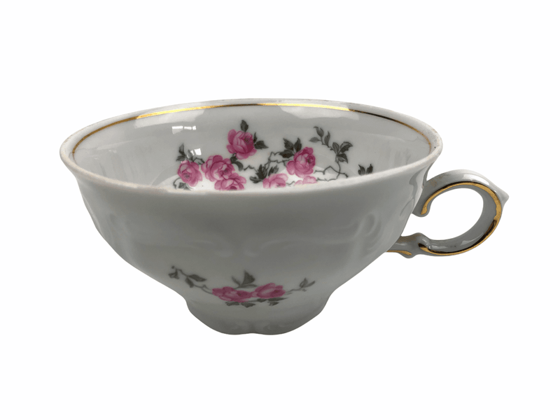 Winterling Pink Roses Tea Cup Bavaria Germany Vintage White Gold Accents 2