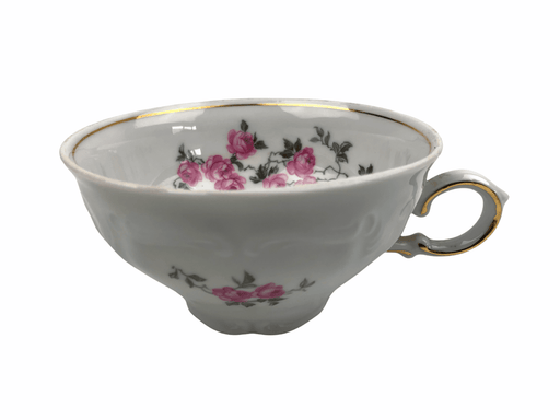 Winterling Pink Roses Tea Cup Bavaria Germany Vintage White Gold Accents 2