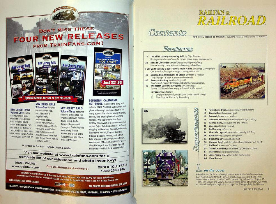 Railfan & Railroad Magazine June 2001 Vol 20 No 6 North Carolina & Virginia