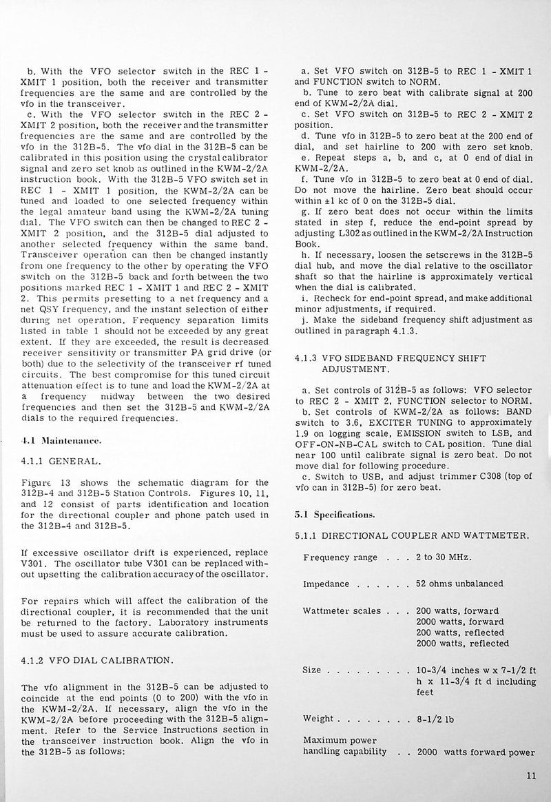 Collins 312B-4 & 312B-5 Station Controls Manual w/ Schematic (Scanned PDF)